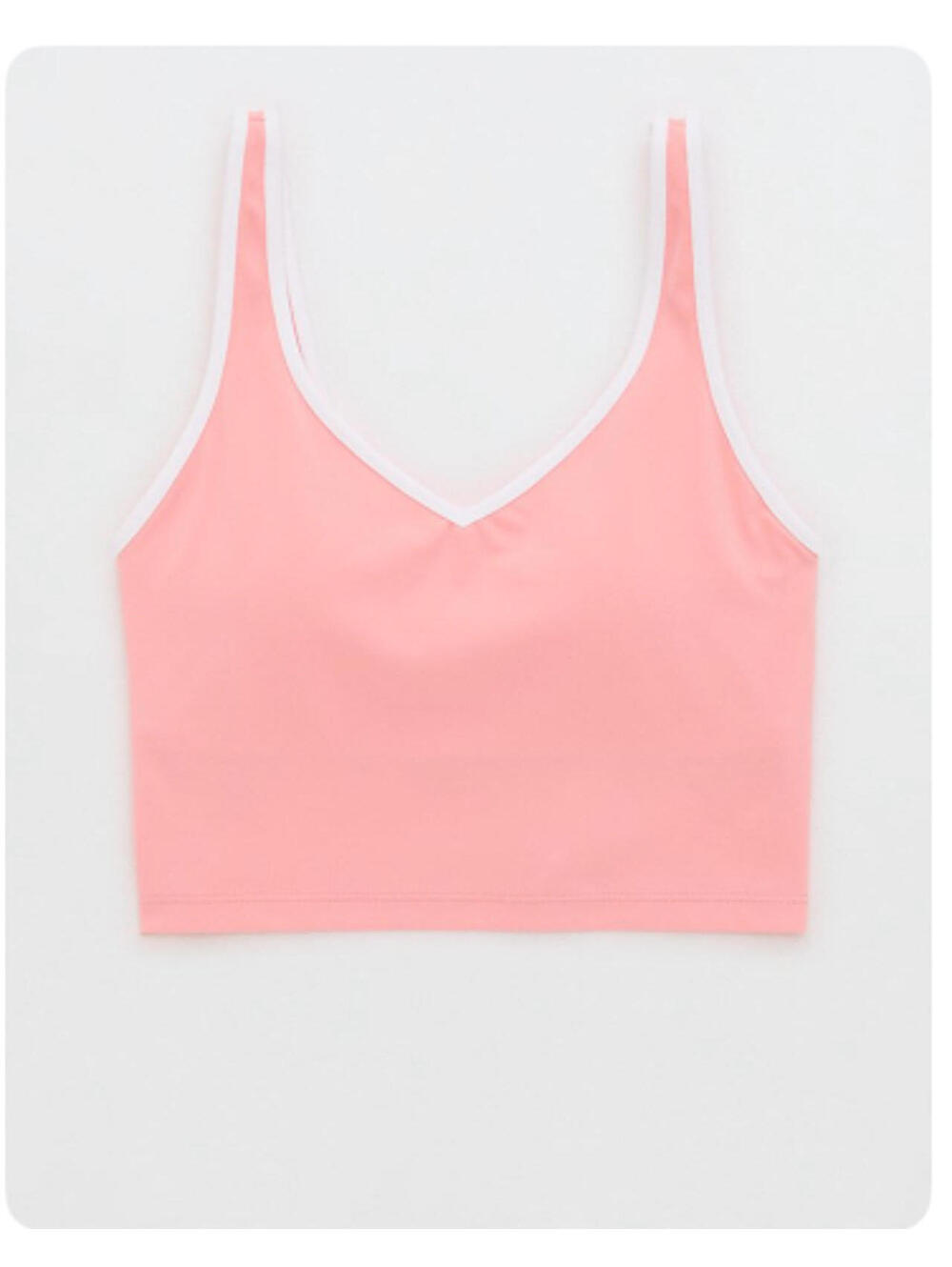 Aerie OFFLINE Pink & White Real Me Low Key Longline Padded Sports Bra- Size XL
